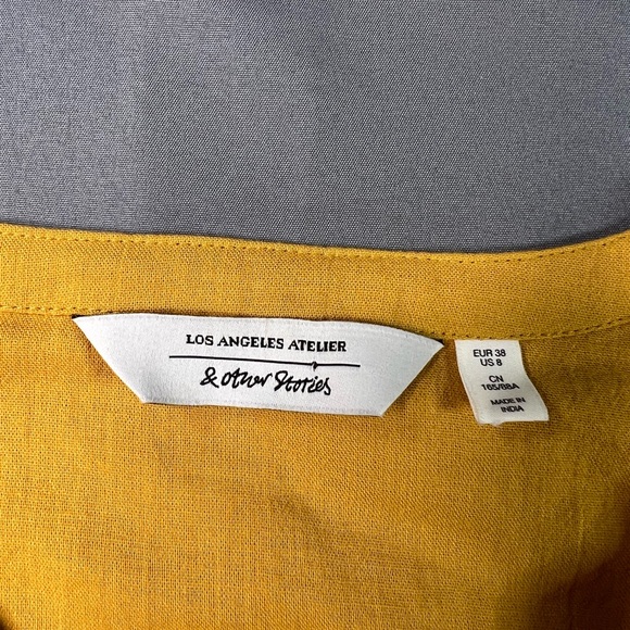 & Other Stories Los Angeles Atelier Viscose Blouse Honey Mustard Size 8 - Picture 2 of 6
